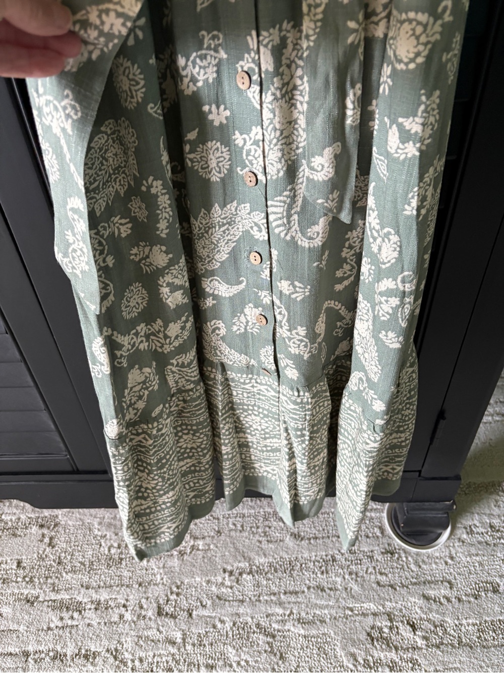 Lucky Brand Sage Green Paisley Button-Front Maxi Dress - Picture 5 of 8